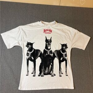 Death Row Records White Tee with Doberman Graphic